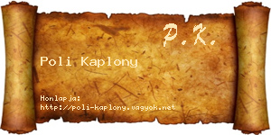 Poli Kaplony névjegykártya
